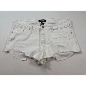 Rewash Distressed White Denim Women Shorts Size 13/31 High-Rise Fray Hem (FF256)